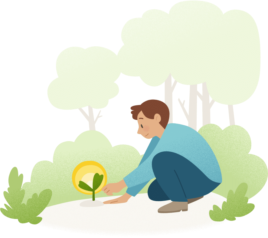 illustration of man planting a plant